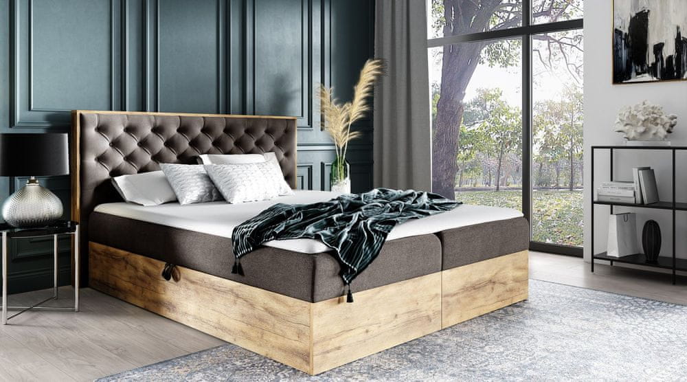 Veneti Boxspringová posteľ CHANTELLE 3 - 160x200, hnedá + topper ZDARMA