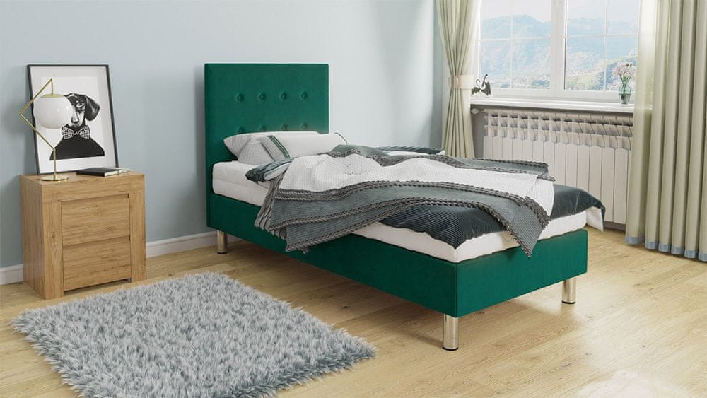 Veneti Kontinentálna jednolôžková posteľ 80x200 NECHLIN 1 - zelená