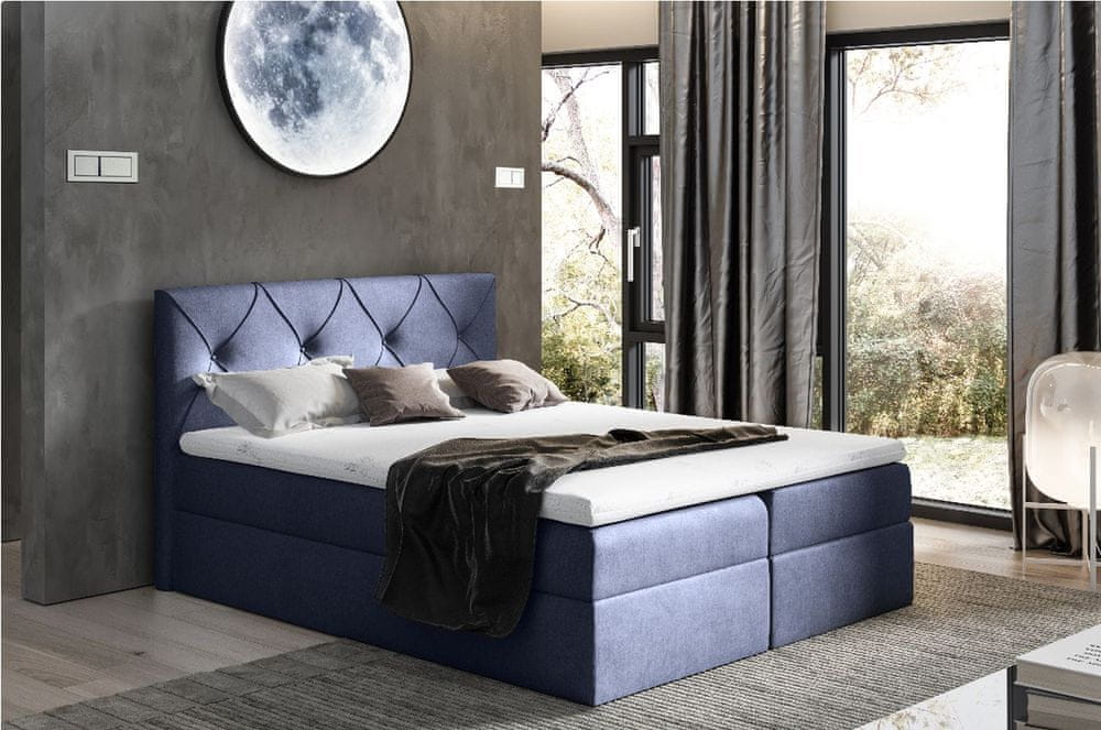 Veneti Elegantná kontinentálna posteľ 120x200 CARMEN - modrá + topper ZDARMA