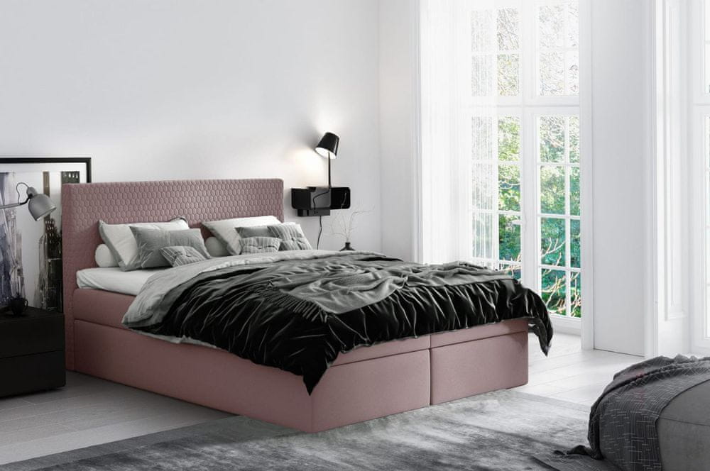 Veneti Moderná čalúnená posteľ s úložným priestorom Alessio ružové 160 + topper zdarma