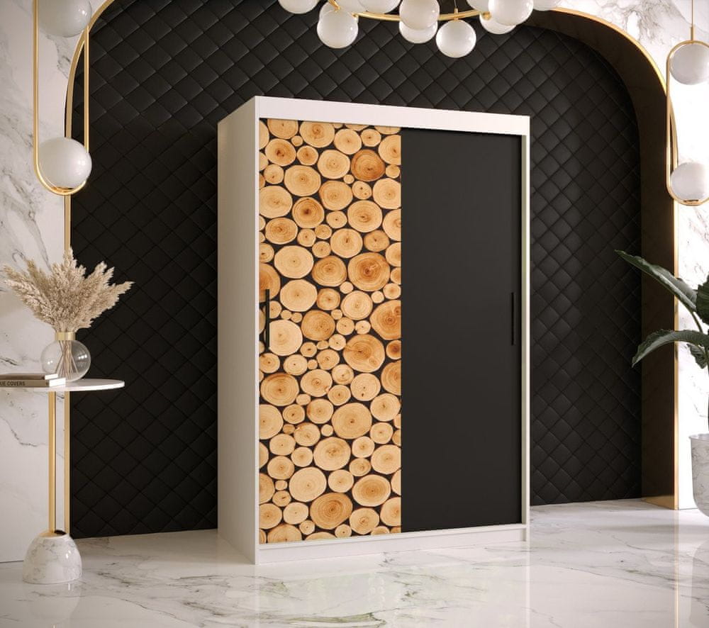 Veneti Šatníková skriňa s posuvnými dverami SUZAN 1 - šírka 120 cm, biela / čierna