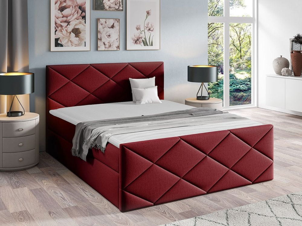 Veneti Kontinentálna manželská posteľ 160x200 MATIA - červená + topper ZDARMA
