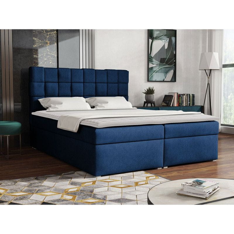 Veneti Kontinentálna manželská posteľ 140x200 WARNOW 1 - modrá + topper ZDARMA