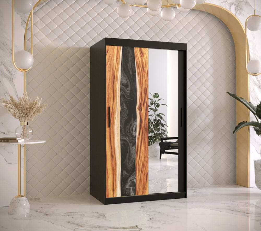 Veneti Šatníková skriňa s posuvnými dverami STACY 3 - šírka 100 cm, čierna