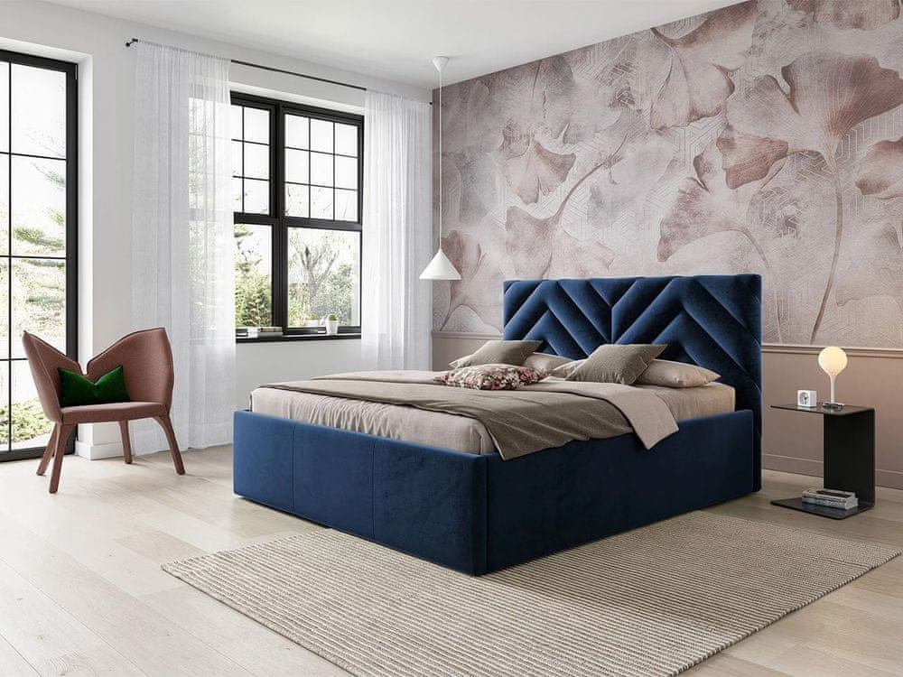 Veneti Manželská posteľ s úložným priestorom 180x200 SUELA - modrá