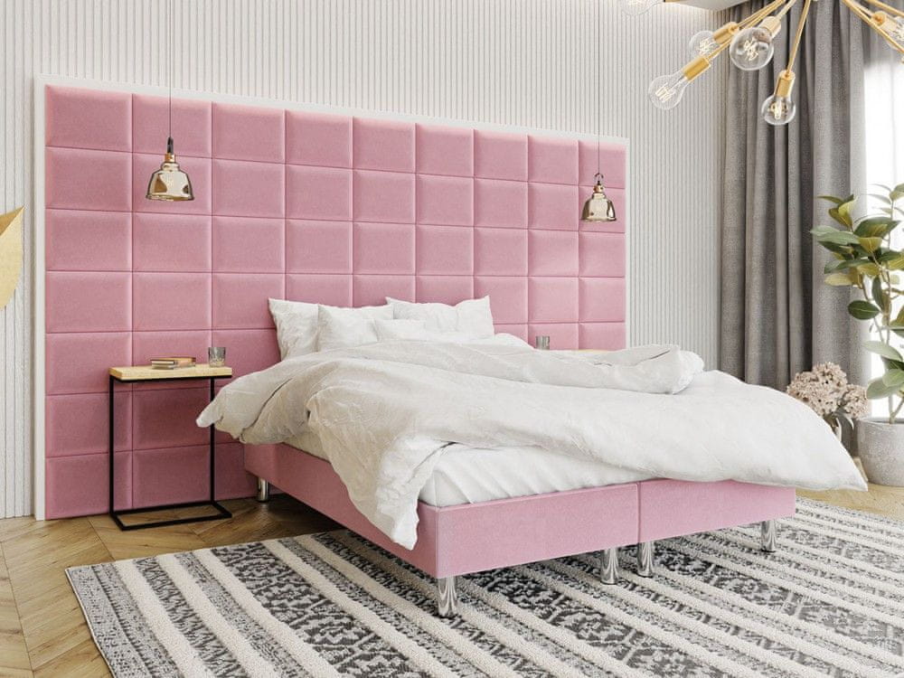 Veneti Čalúnená manželská posteľ 160x200 NECHLIN 2 - ružová + panely 40x30 cm ZDARMA