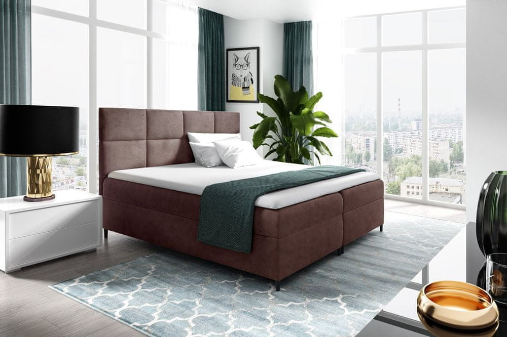 Veneti Boxspringová posteľ s úložným priestorom BRIGITA - 180x200, hnedá 2 + topper ZDARMA
