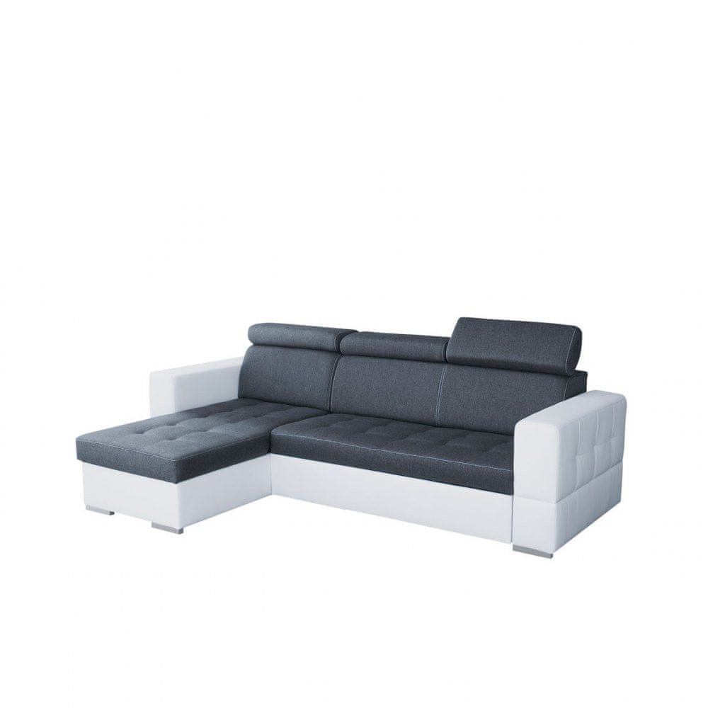 Veneti Rozkladacia sedačka s úložným priestorom TENERIFE - biela ekokoža / šedá, ľavý roh