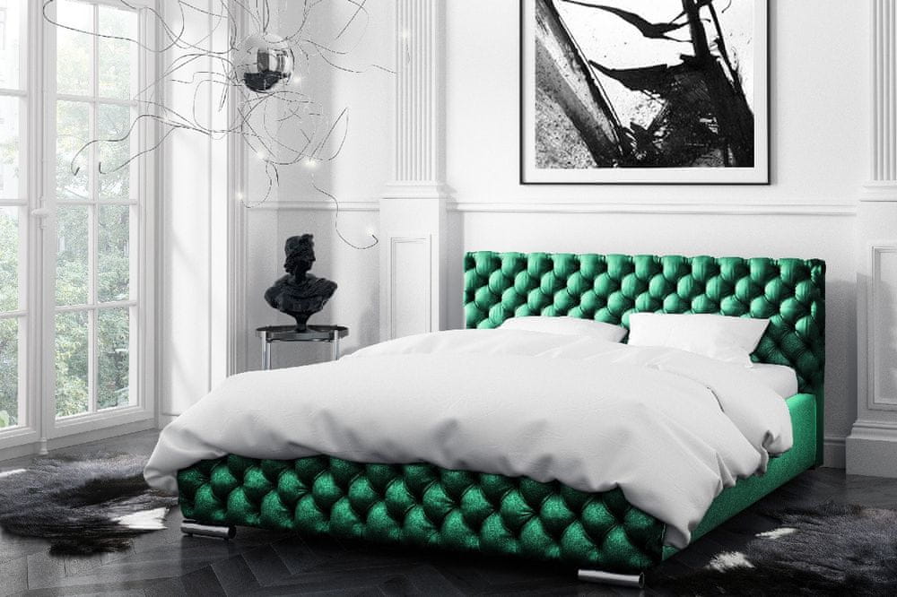 Veneti Čalúnená posteľ Farida s úložným priestorom zelená 180 x 200