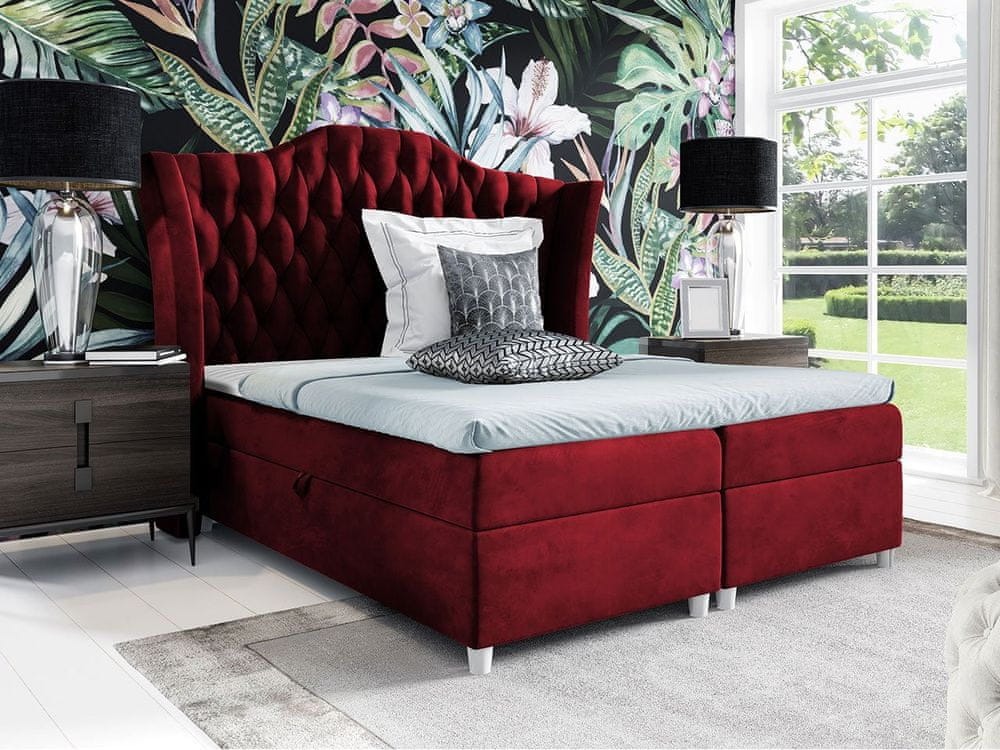 Veneti Boxspringová jednolôžková posteľ 120x200 TERCERO - červená + topper ZDARMA