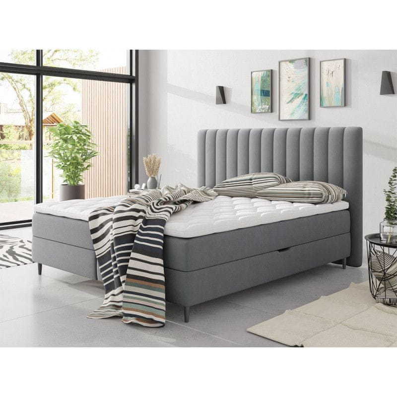 Veneti Kontinentálna manželská posteľ 160x200 AMADORA - šedá + topper ZDARMA