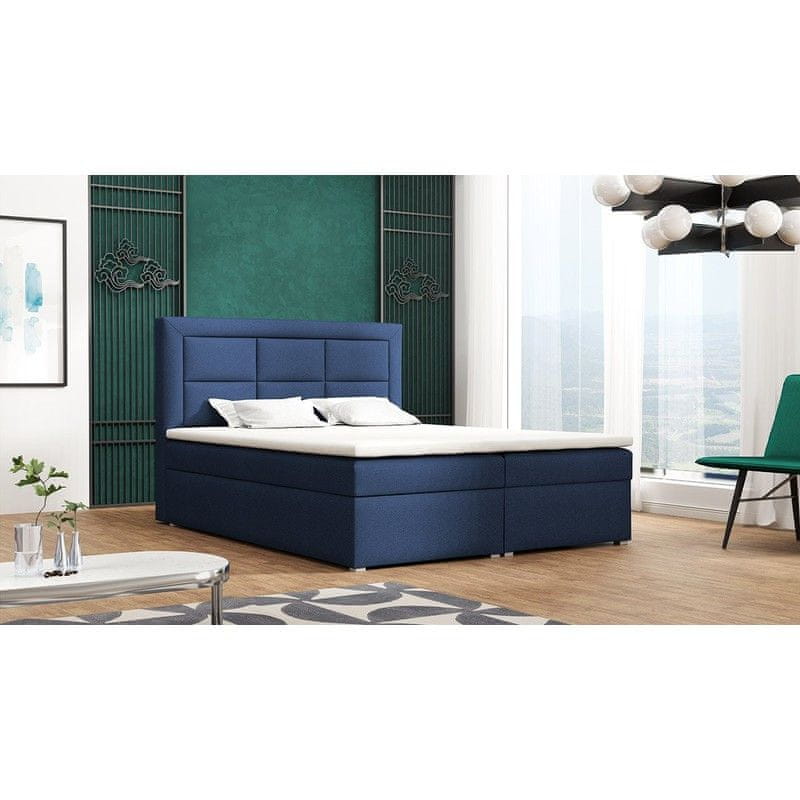 Veneti Boxspringová manželská posteľ s úložným priestorom 160x200 PALIGEN 1 - tmavá modrá + topper ZDARMA