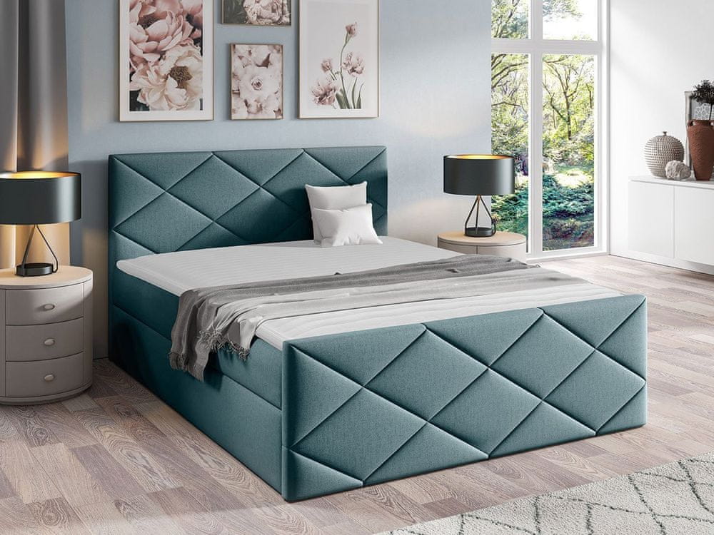 Veneti Kontinentálna manželská posteľ 140x200 MATIA - svetlá modrá + topper ZDARMA
