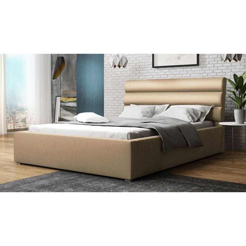 Veneti Jednolôžková čalúnená posteľ s roštom 120x200 BORZOW - béžová