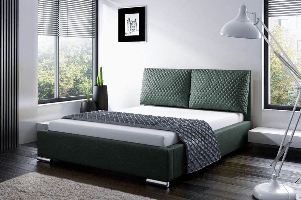 Veneti Praktická posteľ s vankúšmi 160x200 DUBAI - zelená