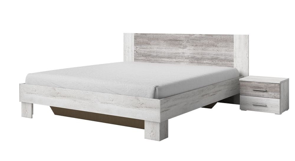 Veneti Priestranná posteľ s nočnými stolíkmi BEATA 180x200, severská borovica