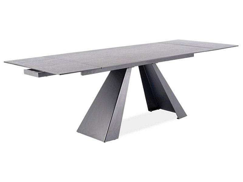 Veneti Rozkladací jedálenský stôl GEDEON 1 - 160x90, šedý mramor / matný čierny