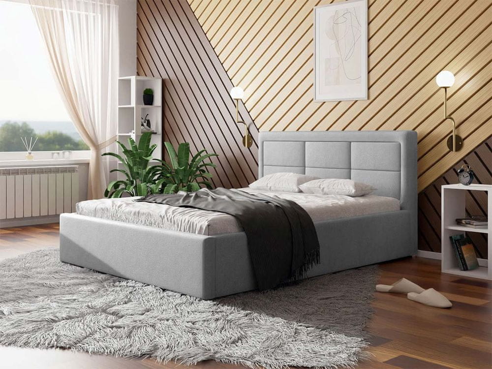 Veneti Jednolôžková posteľ s úložným priestorom a roštom 120x200 PALIGEN 2 - svetlá šedá