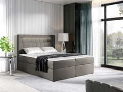 Veneti Americká dvojlôžková posteľ 200x200 RODRIGO - šedá ekokoža + topper a LED osvetlenie ZDARMA