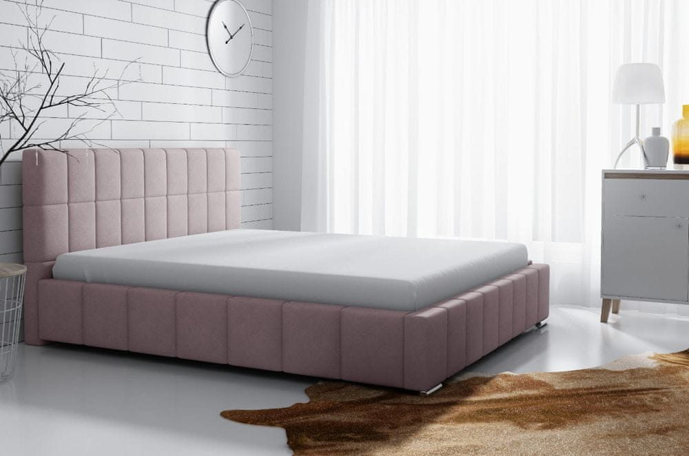 Veneti Jemná čalúnená posteľ Lee 180x200, ružová