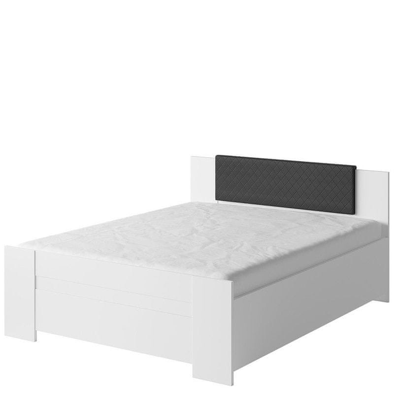 Veneti Manželská posteľ 160x200 CORTLAND 1 - biela / čierna ekokoža
