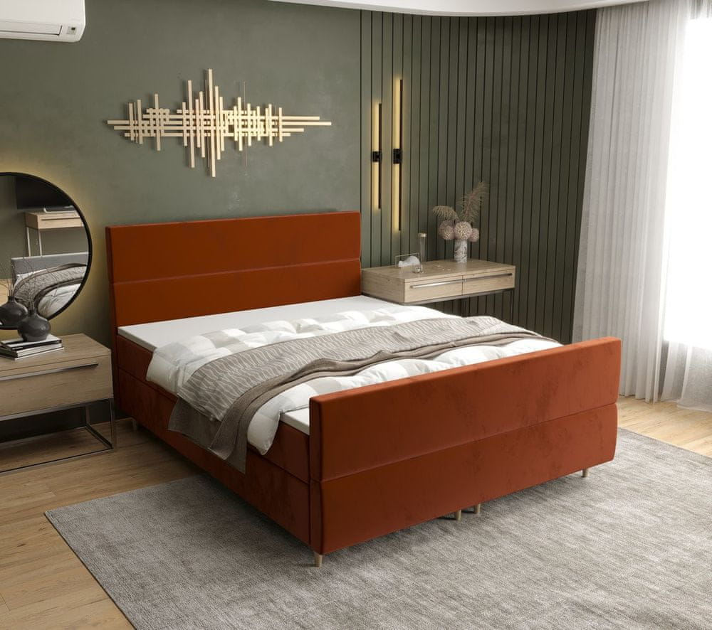 Veneti Kontinentálna manželská posteľ ANGELES PLUS - 160x200, oranžová