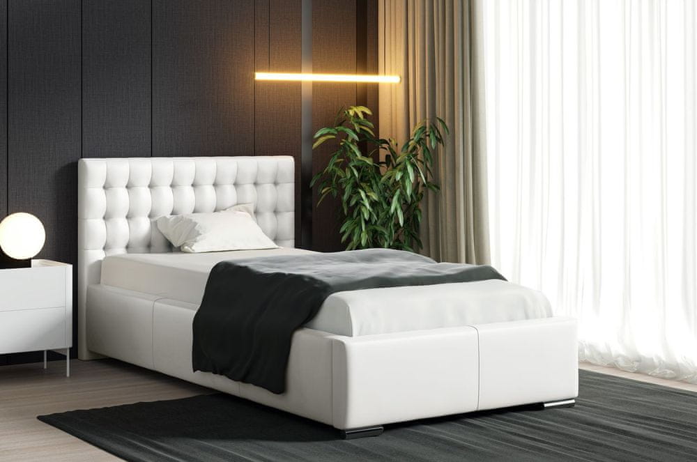 Veneti Čalúnená posteľ NATAL MINI - 90x200, biela eko koža
