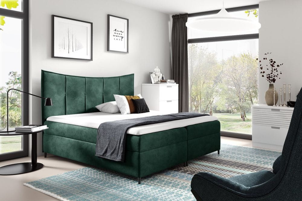 Veneti Boxspringová posteľ IRINI - 140x200, zelená + topper ZDARMA