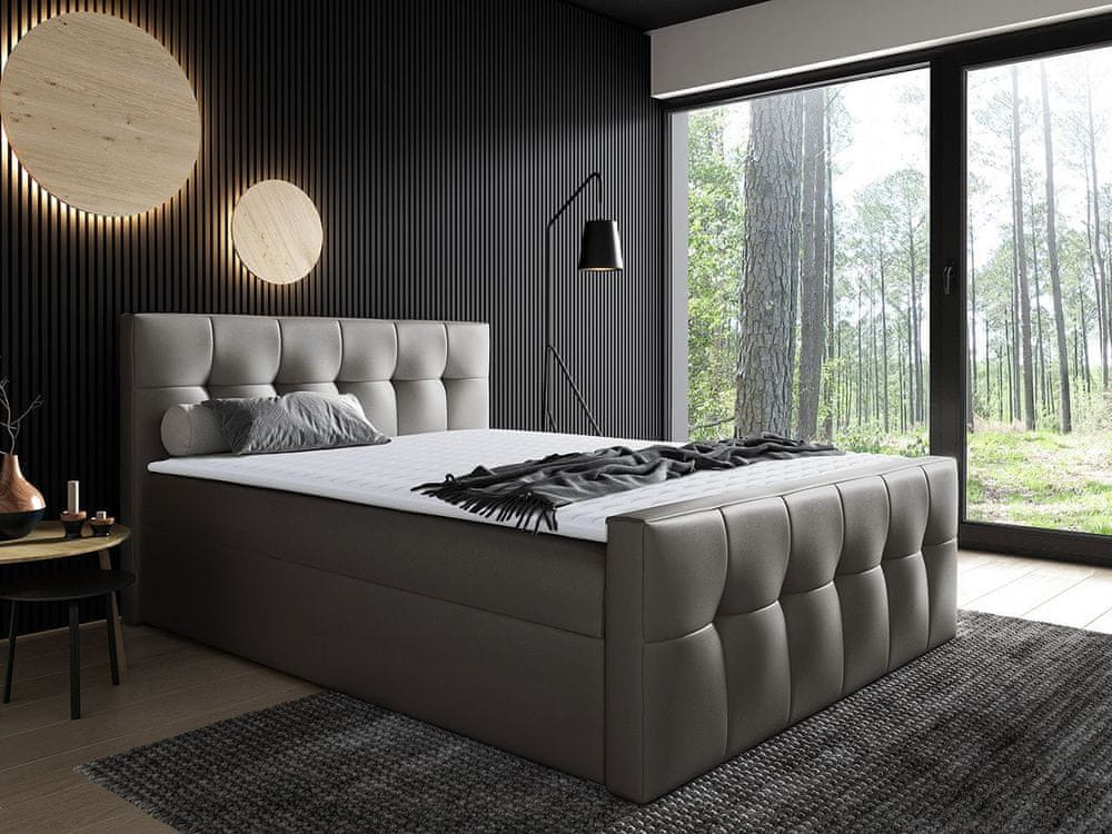 Veneti Hotelová manželská posteľ 160x200 ORLIN - šedá ekokoža + topper ZDARMA