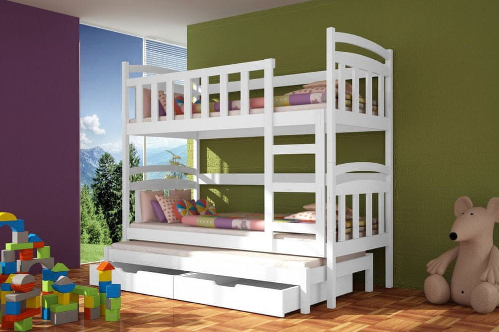 Veneti Detská posteľ s úložným priestorom ARANKA - 75x180, biela