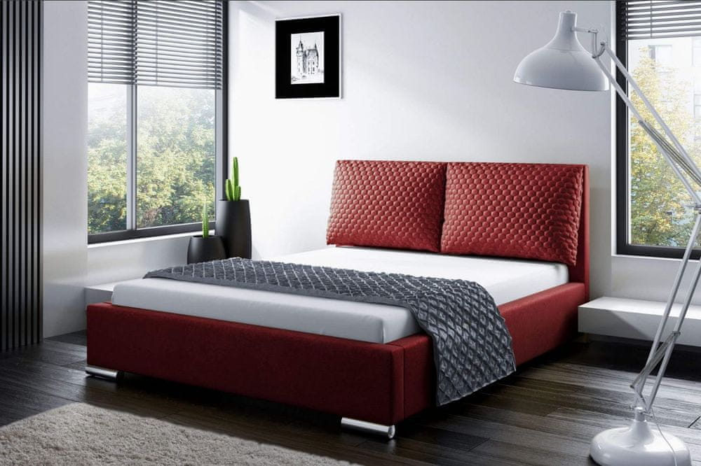 Veneti Praktická posteľ s vankúšmi 140x200 DUBAI - červená