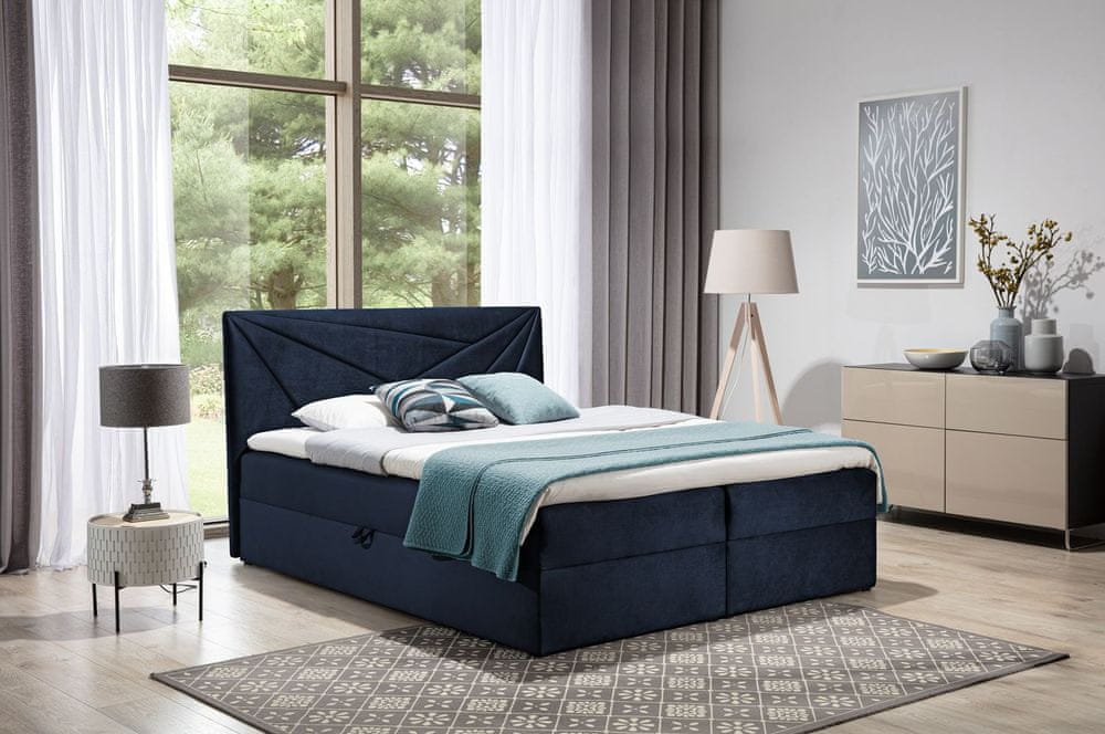 Veneti Boxspringová posteľ 140x200 IVANA 5 - modrá + topper ZDARMA