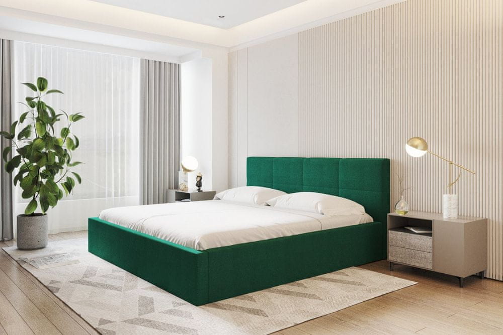 Veneti Čalúnená manželská posteľ FRIDA - 160x200, zelená