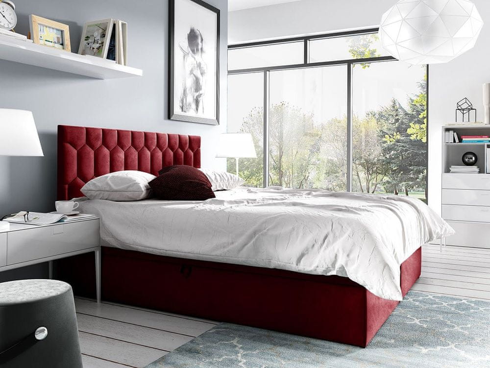 Veneti Kontinentálna dvojlôžková posteľ 160x200 TOMASA 6 - červená + topper ZDARMA