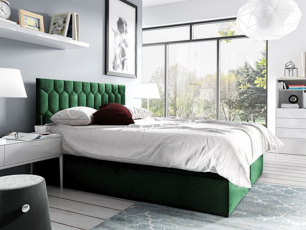 Veneti Kontinentálna dvojlôžková posteľ 140x200 TOMASA 6 - zelená + topper ZDARMA