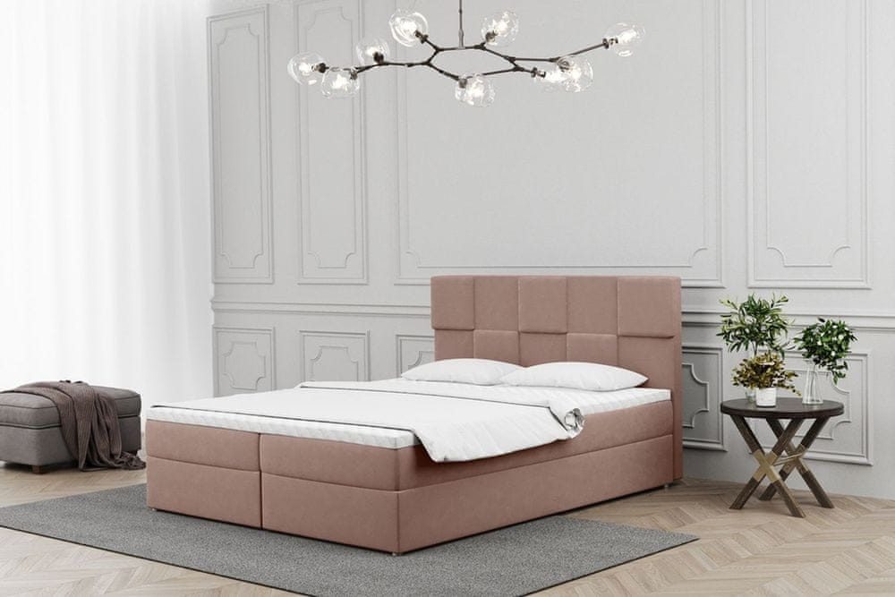 Veneti Boxpringová posteľ ALEXIA - 140x200, ružová