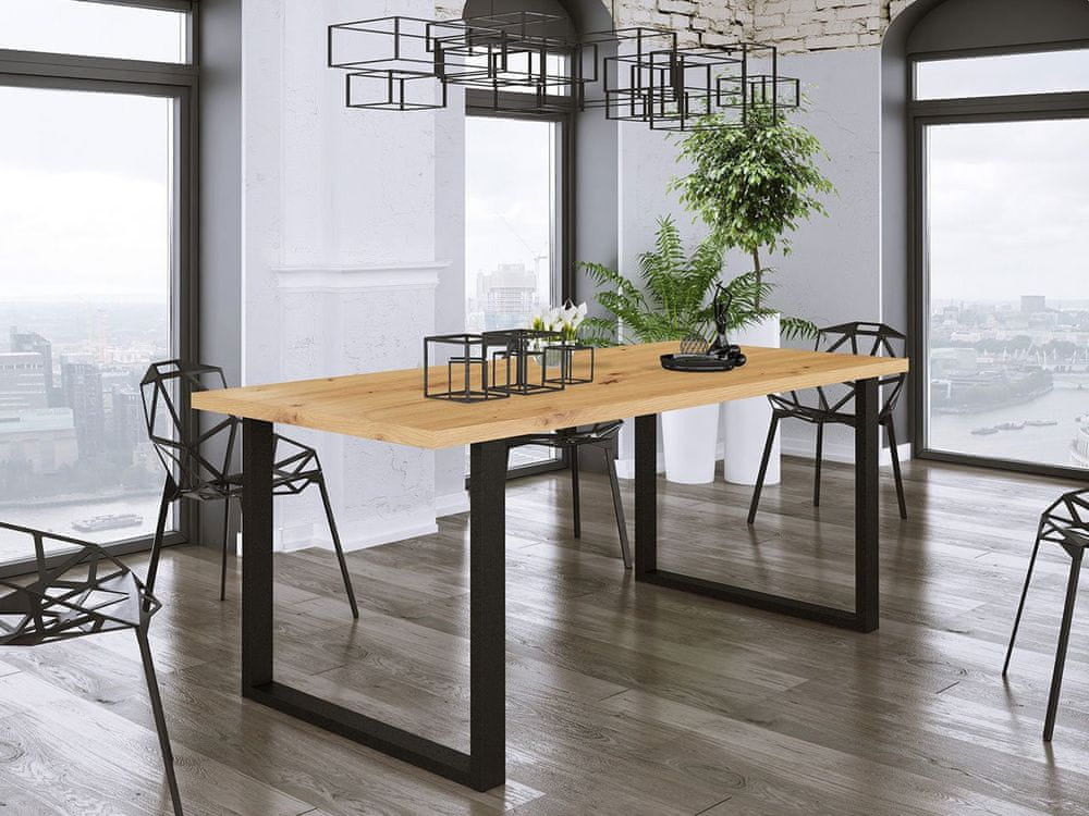 Veneti Obdĺžnikový jedálenský stôl IMPER 2 - dub artisan / čierny mat
