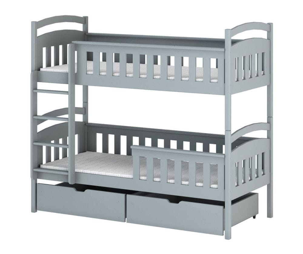 Veneti Poschodová posteľ pre dve deti DITA - 80x160, šedá
