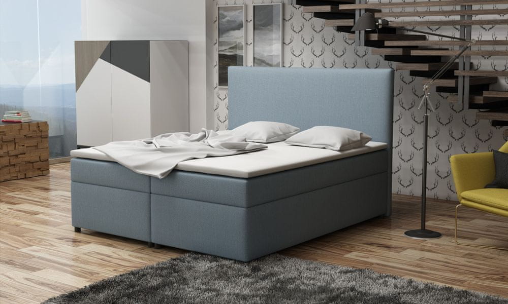 Veneti Boxspringová posteľ 180x200 s nožičkami 5 cm MIRKA - modrá