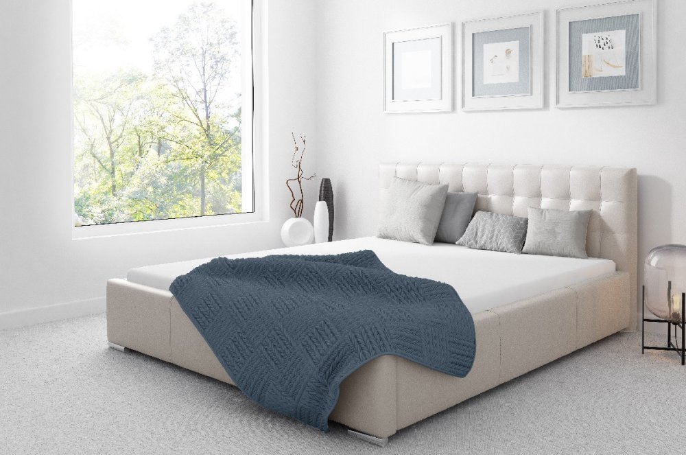 Veneti Čalúnená posteľ Soffio s úložným priestorom béžová eko koža 200 x 200