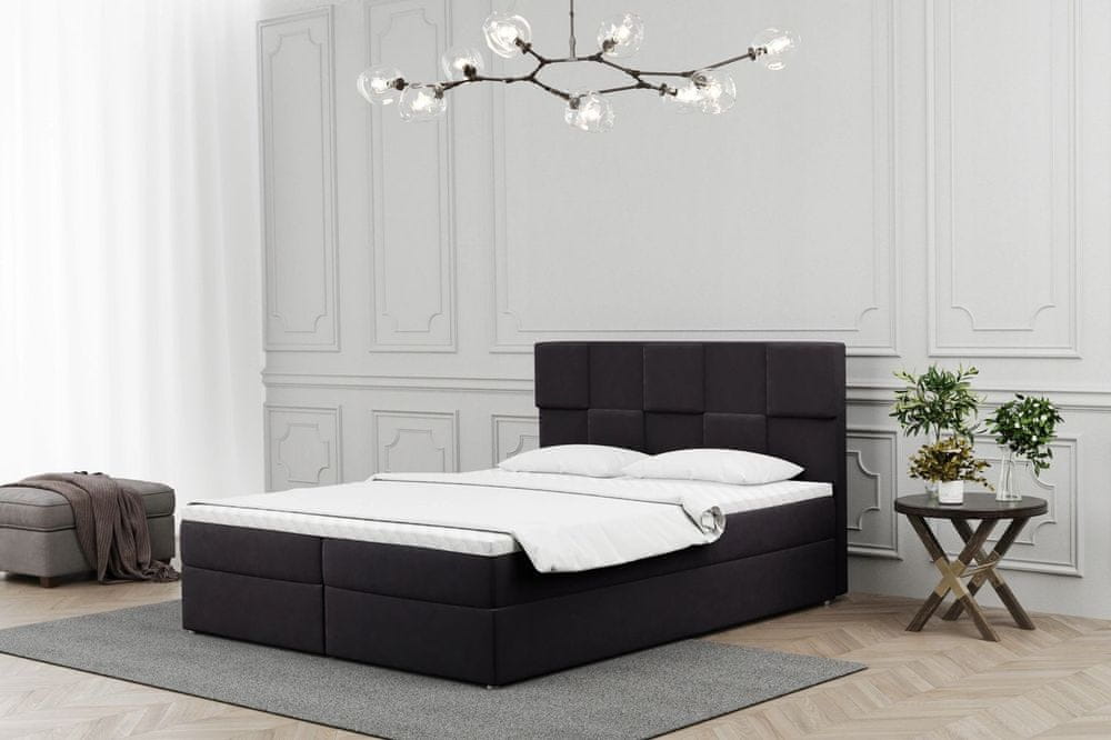 Veneti Boxpringová posteľ ALEXIA - 180x200, čierna