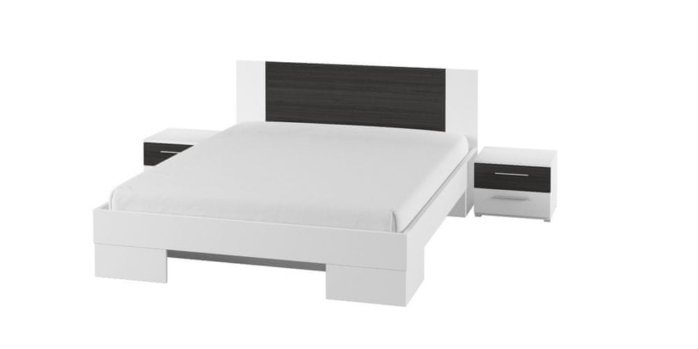Veneti Priestranná posteľ s nočnými stolíkmi BEATA 160x200, biela + orech
