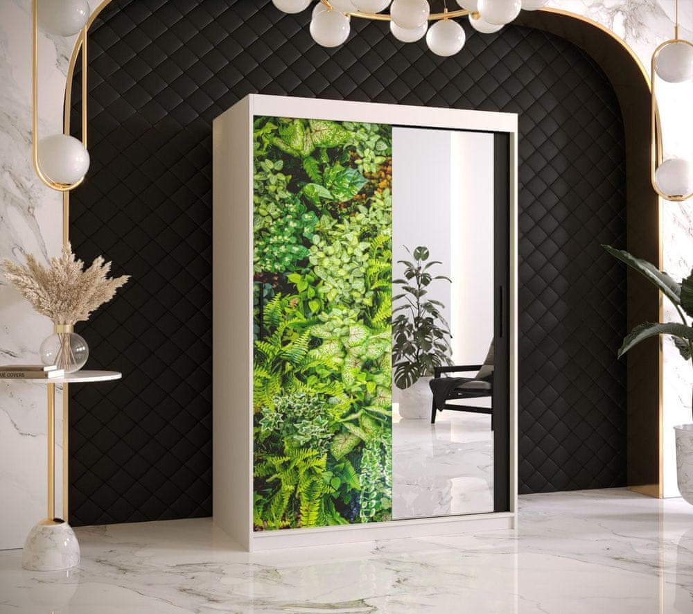 Veneti Šatníková skriňa s posuvnými dverami MAYA 3 - šírka 120 cm, biela