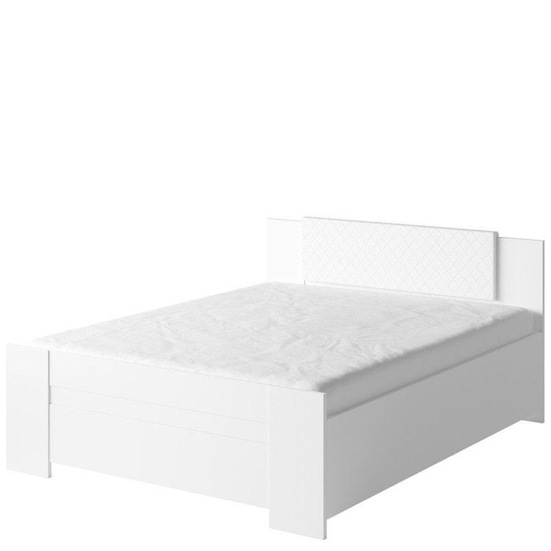 Veneti Manželská posteľ 160x200 CORTLAND 1 - biela / biela ekokoža