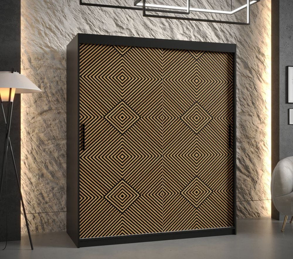 Veneti Priestranná šatníková skriňa s posuvnými dverami MARIEM 2 - šírka 150 cm, čierna