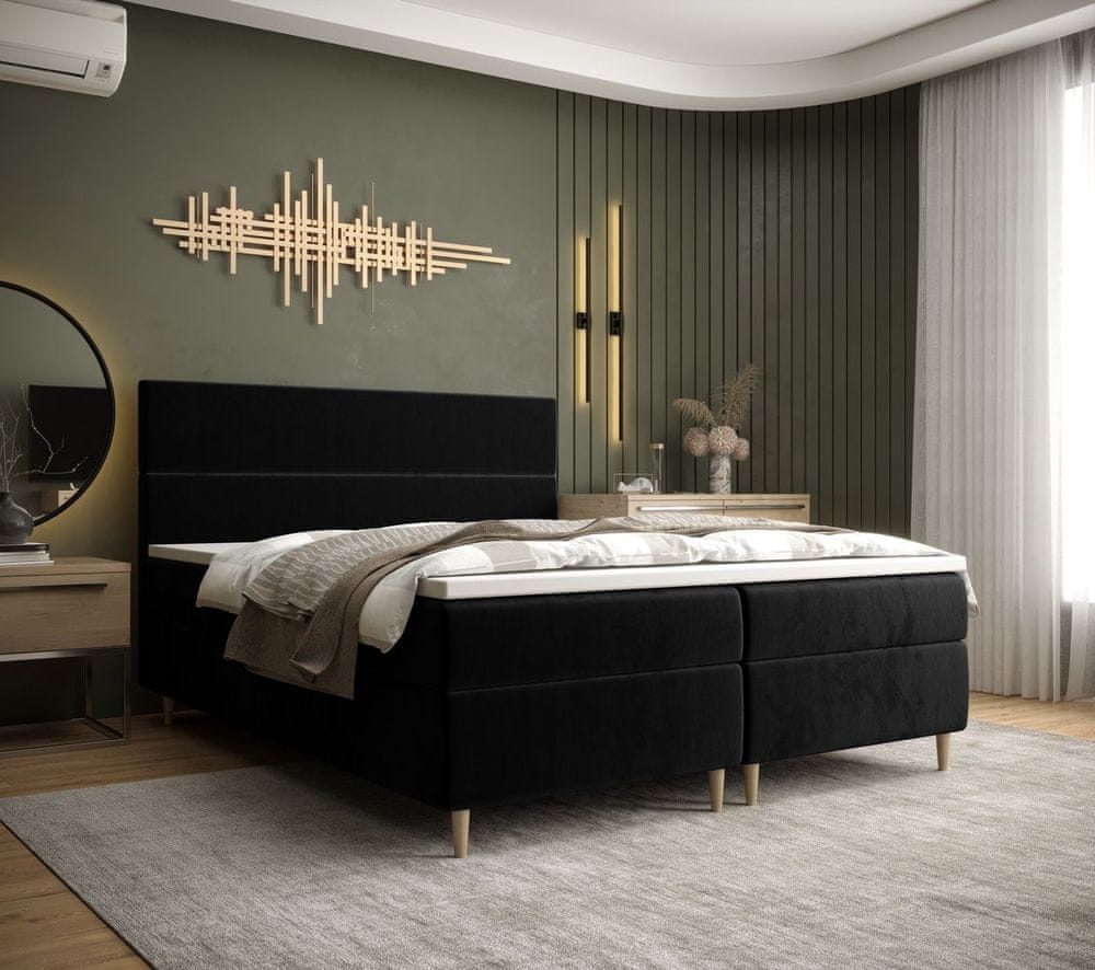 Veneti Kontinentálna manželská posteľ ANGELES - 160x200, čierna