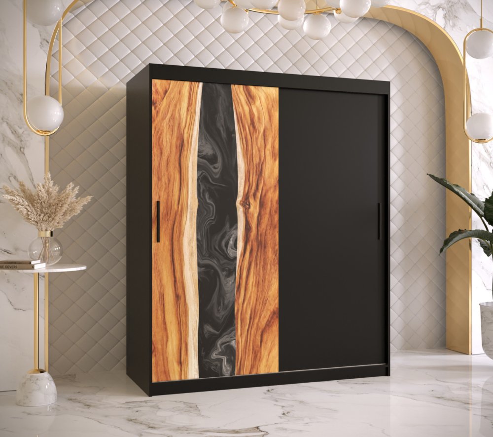 Veneti Šatníková skriňa s posuvnými dverami STACY 1 - šírka 150 cm, čierna