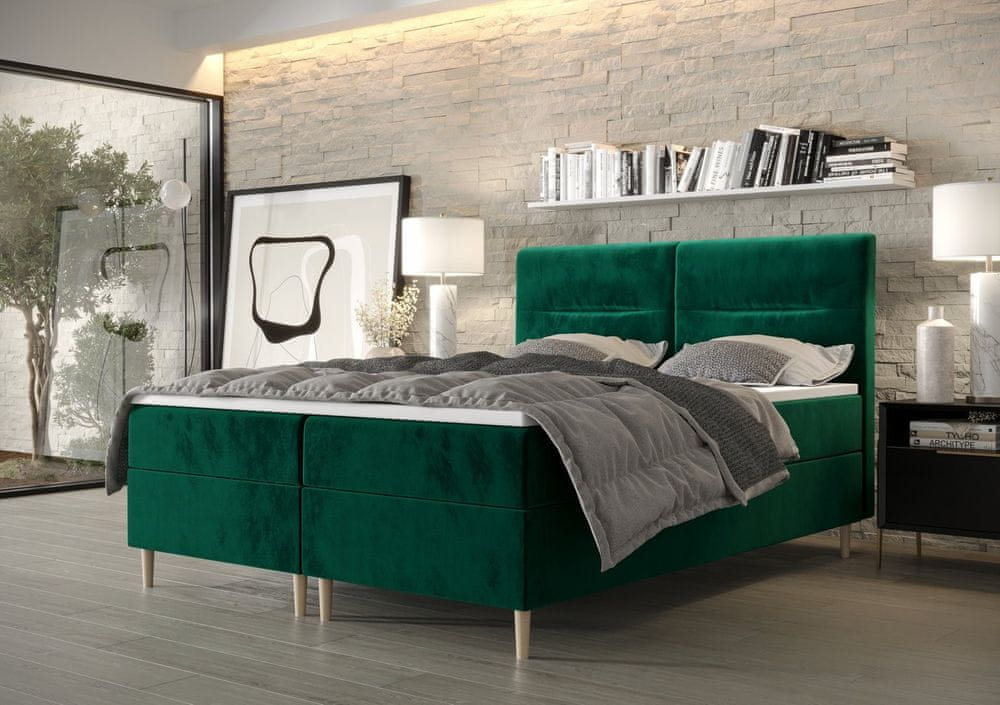 Veneti Americká manželská posteľ HENNI - 140x200, zelená