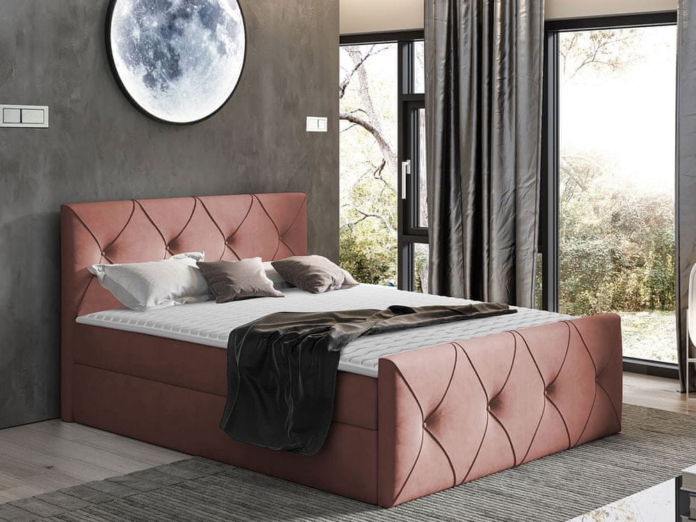 Veneti Kontinentálna jednolôžková posteľ 120x200 LITZY 2 - ružová + topper ZDARMA