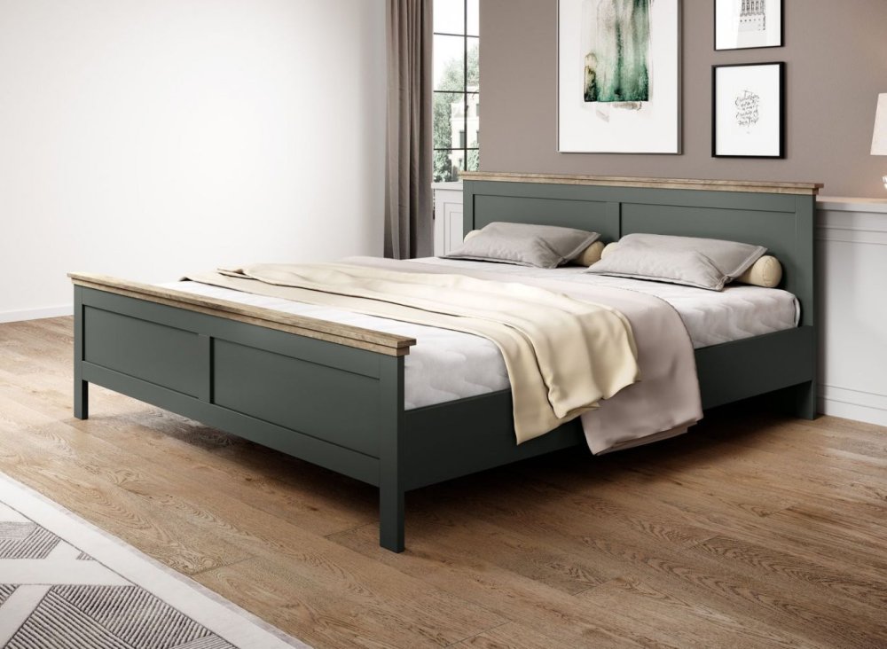 Veneti Moderná posteľ 180x200 EROL - zelená / dub lefkas